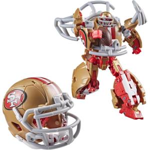 Transformers NFL San Francisco 49ers Goldrush, 5.5-Inch Robot Action Figure Changes to Helmet, Collectible Football Toys, 8+