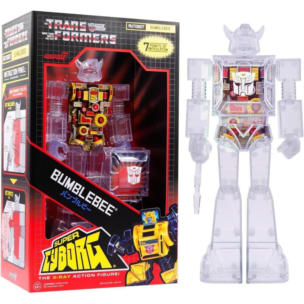 image:imageSuper7 Super Cyborg Transformers Bumblebee Clear  10 Transformers Action Figure Classic Cartoon Collectibles and Retro ToysSuper Cyborg  Bumblebee Clear