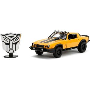 Jada Transformers Rise of The Beast 1:24 1977 Chevy Camaro Bumblebee & Badge Die-Cast Car, Toys for Kids and Adults