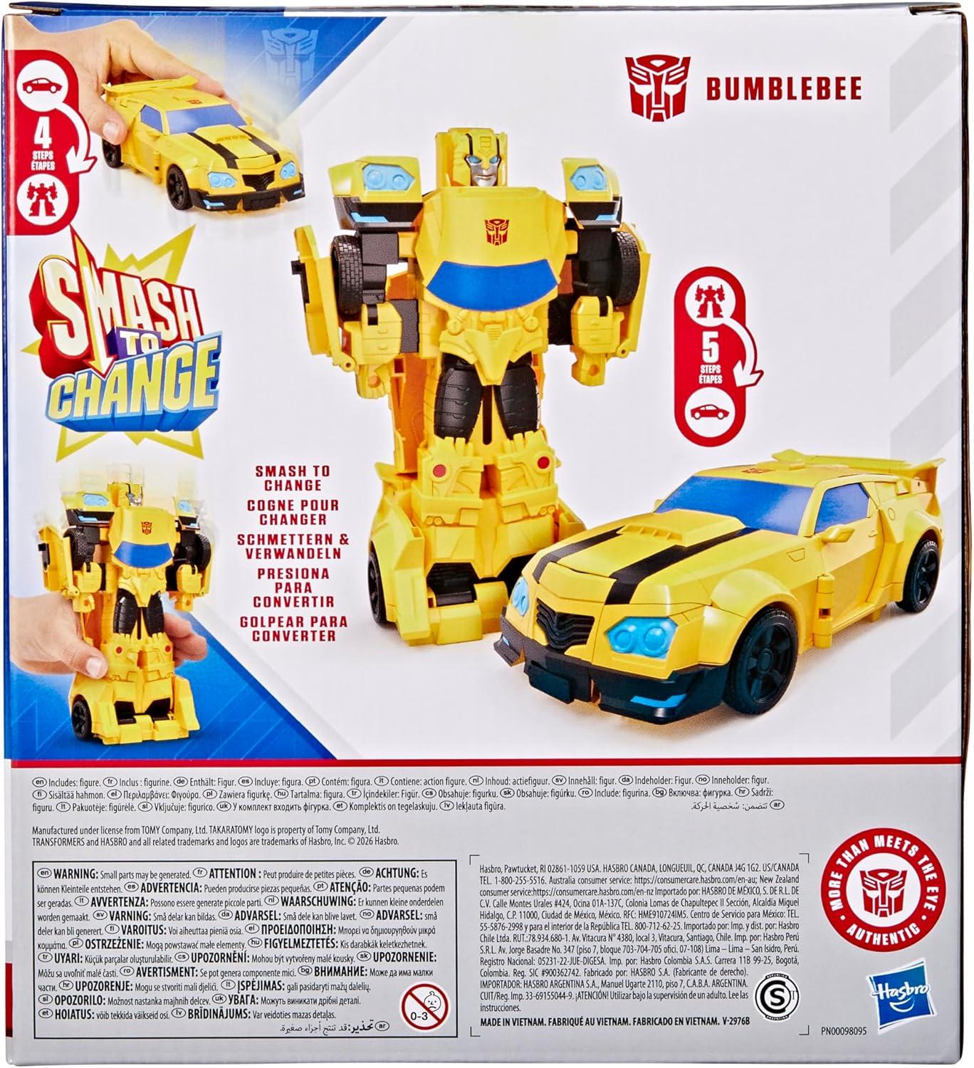 image:imageTransformers Smash Changers Bumblebee Action Figure Changes from Robot Toy to Car Toy Ages 6