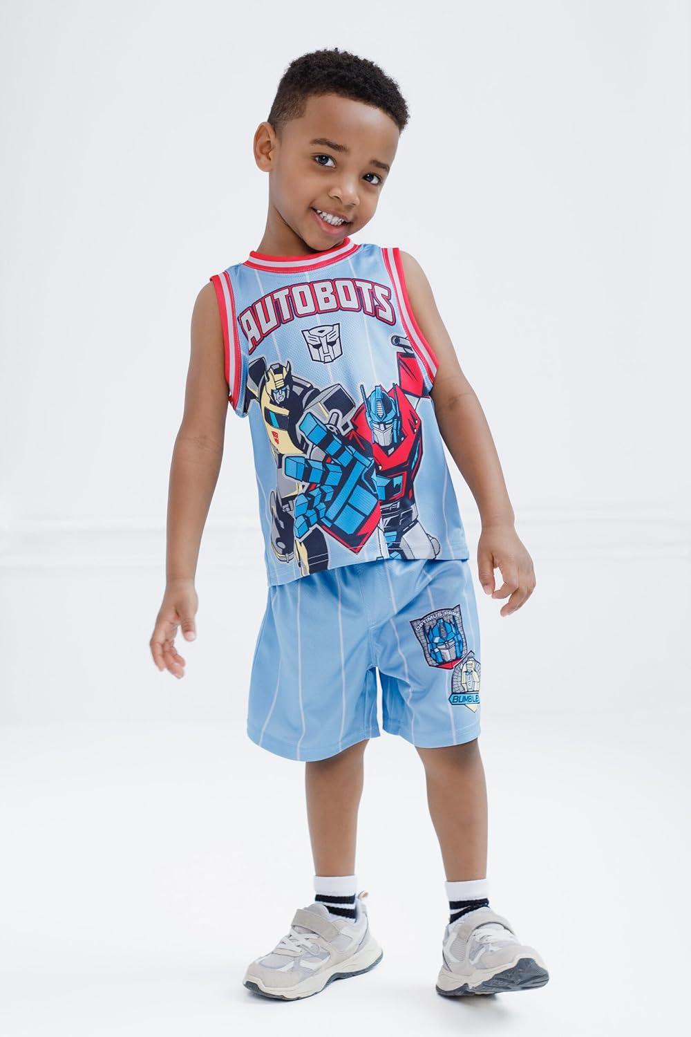 image:imageTransformers Athletic Mesh Jersey Tank Top and Basketball Shorts Outfit Set Toddler to Big Kid Sizes 2T 1012Light Blue