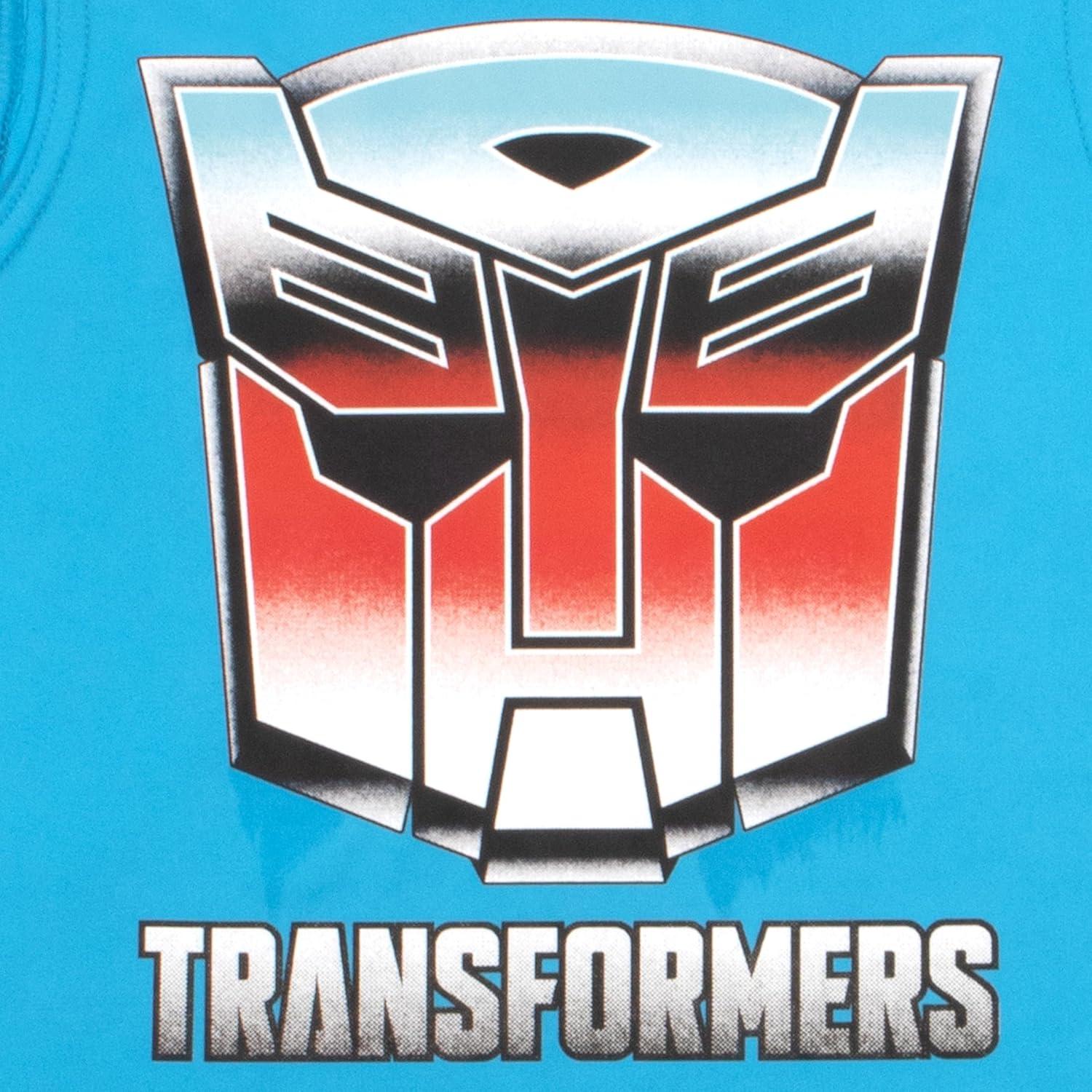 image:imageTransformers Boys 512 Blue Cotton Blend Modern Short Sleeve Shirt Tank Top and Shorts 3 Pack Bundle Set for KidsNavy Blue and Sky Blue