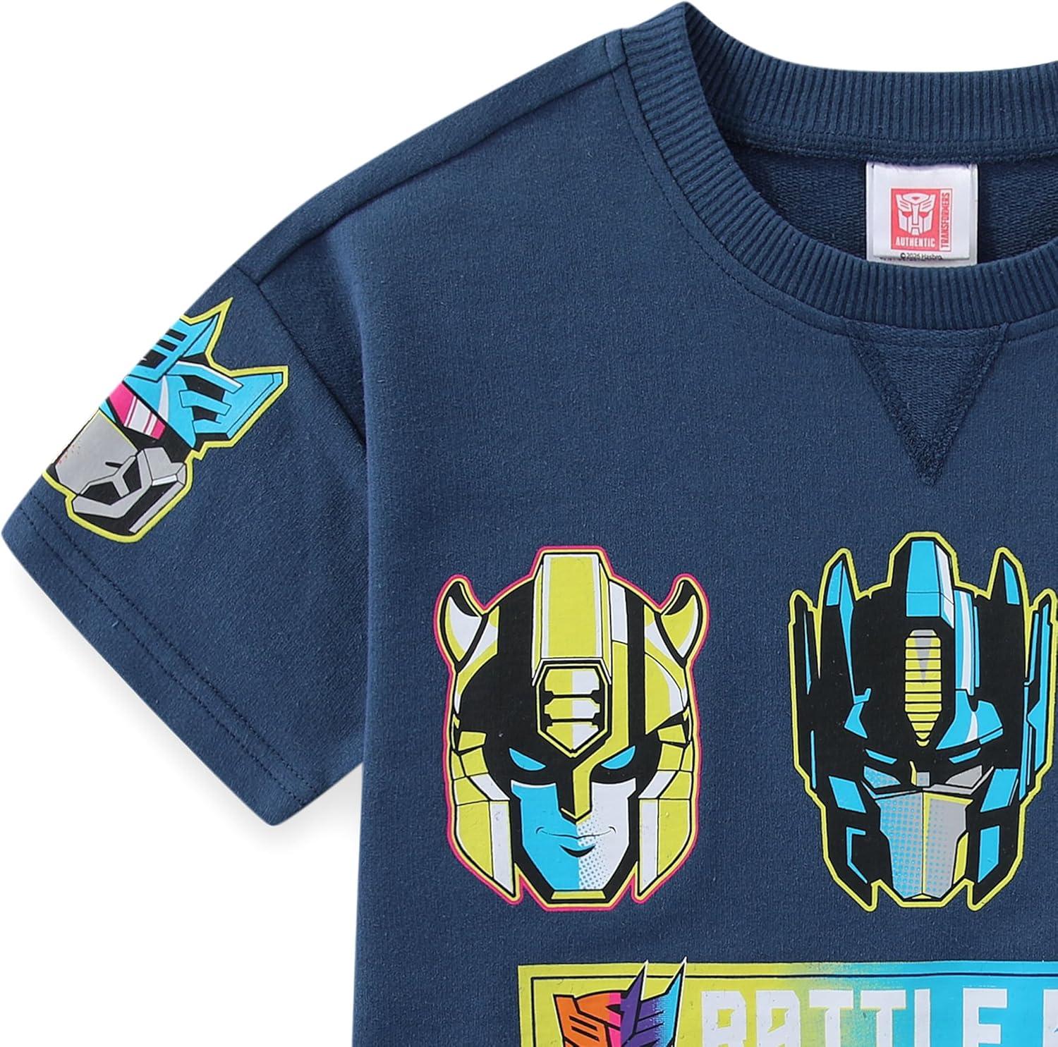 image:imageTransformers Boys French Terry Short Sleeve TShirt and Short Set for Big KidsBlue