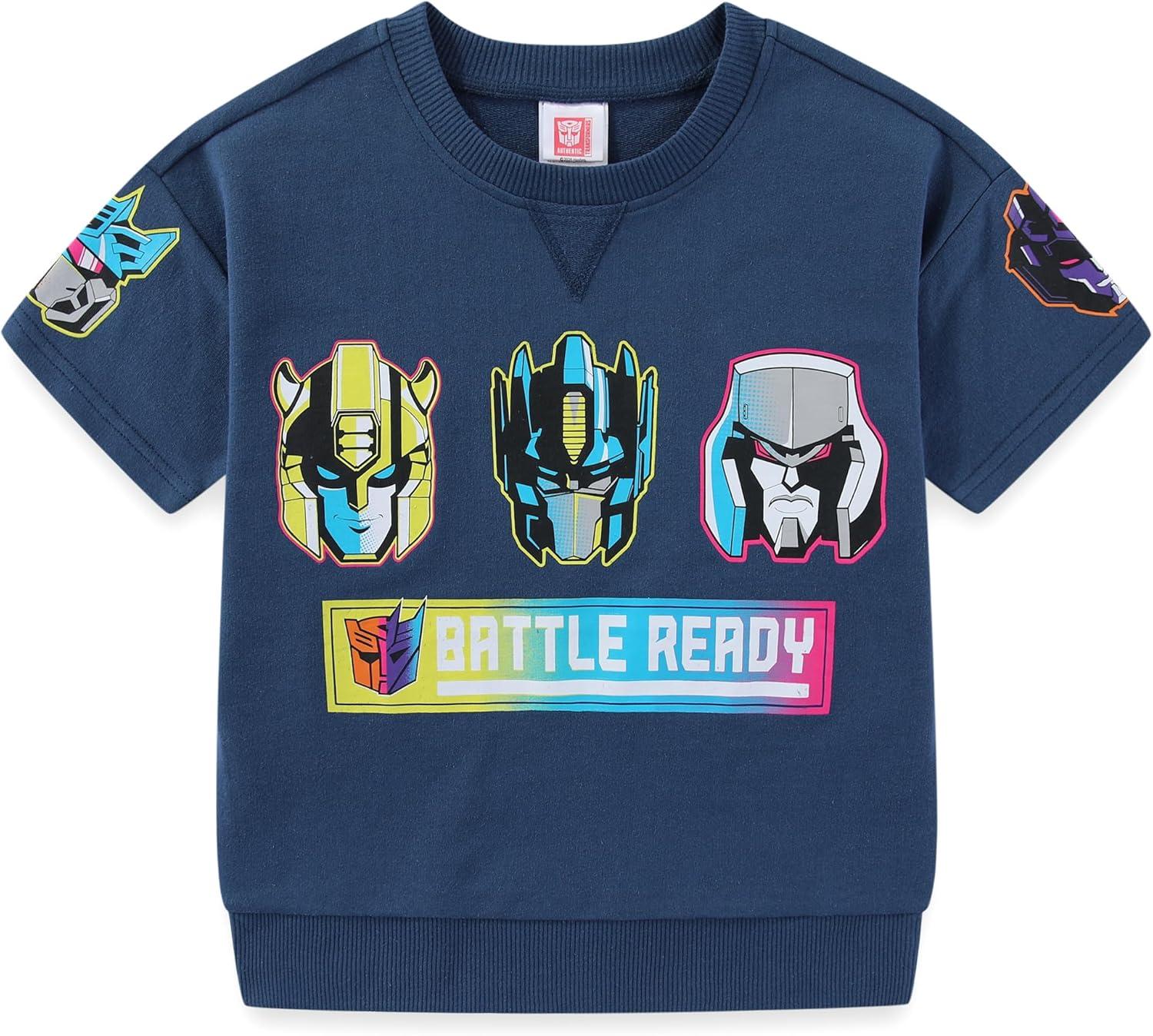 image:imageTransformers Boys French Terry Short Sleeve TShirt and Short Set for Big KidsBlue