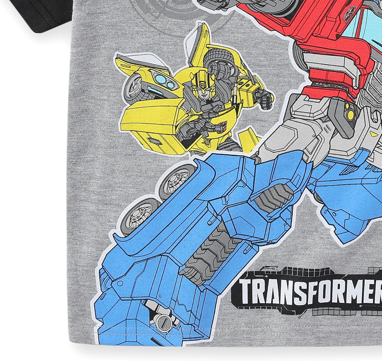 image:imageTransformers Optimus Prime Bumblebee Boys Short Sleeve TShirt and Shorts Set for Toddler to Big KidsBlackGrey