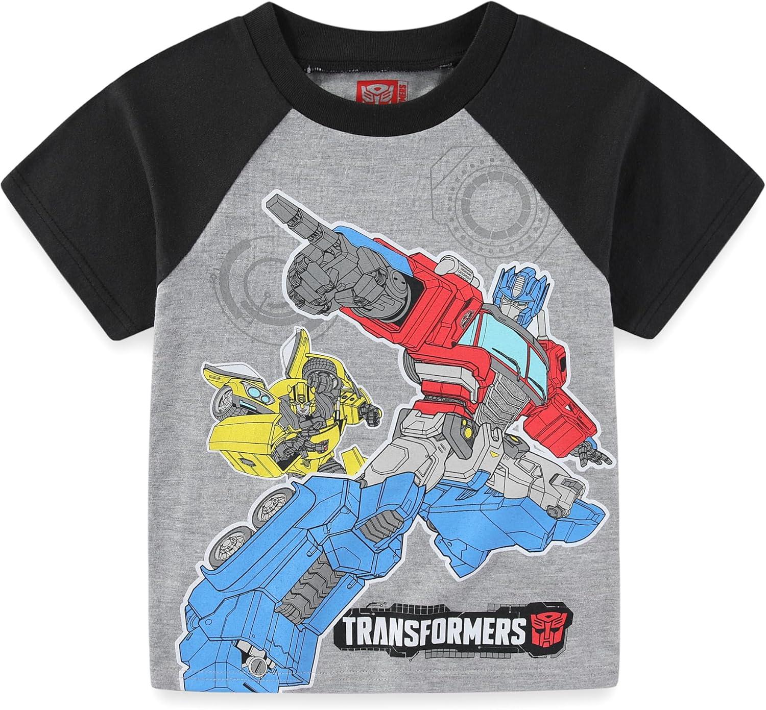 image:imageTransformers Optimus Prime Bumblebee Boys Short Sleeve TShirt and Shorts Set for Toddler to Big KidsBlackGrey