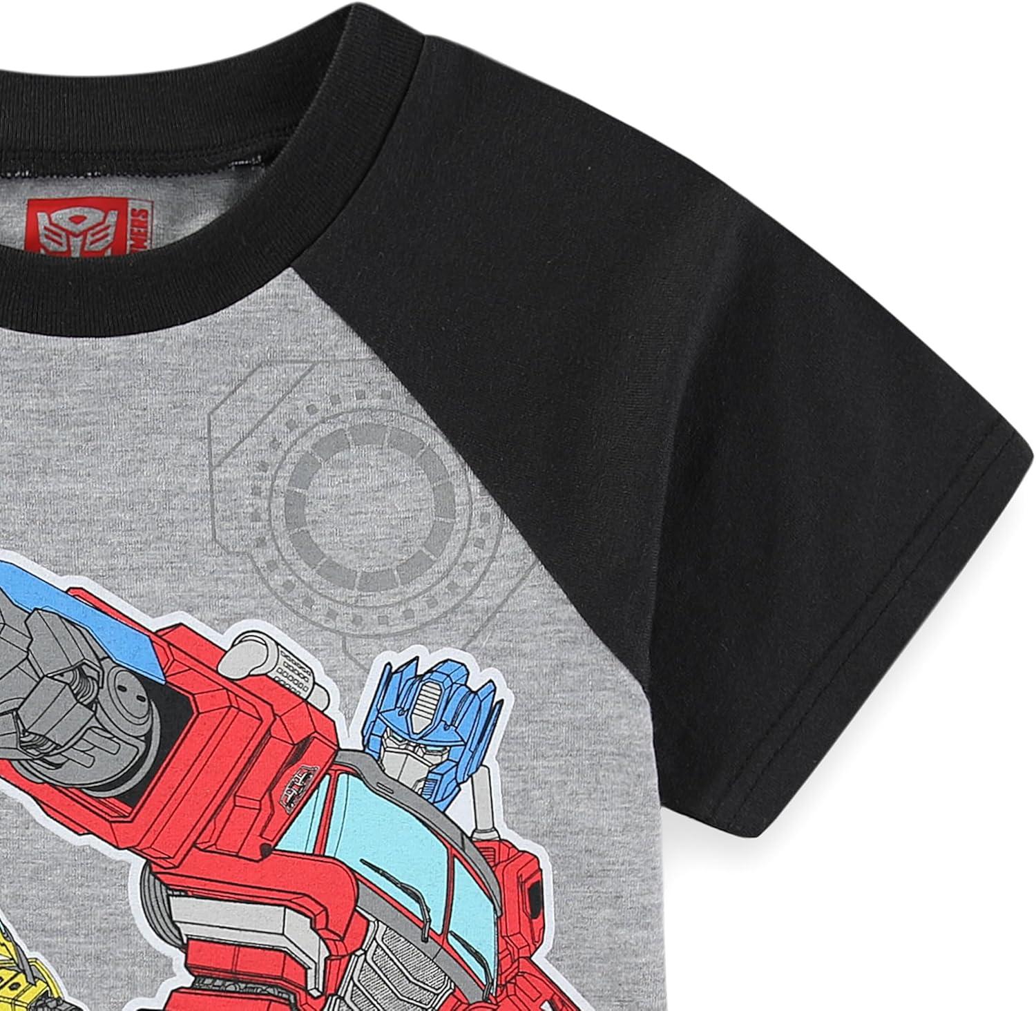 image:imageTransformers Optimus Prime Bumblebee Boys Short Sleeve TShirt and Shorts Set for Toddler to Big KidsBlackGrey
