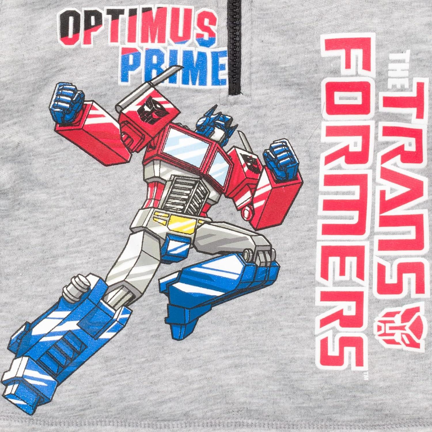 image:imageTransformers Optimus Prime Bumblebee Megatron Half Zip Pullover Hoodie Toddler to Big KidGray