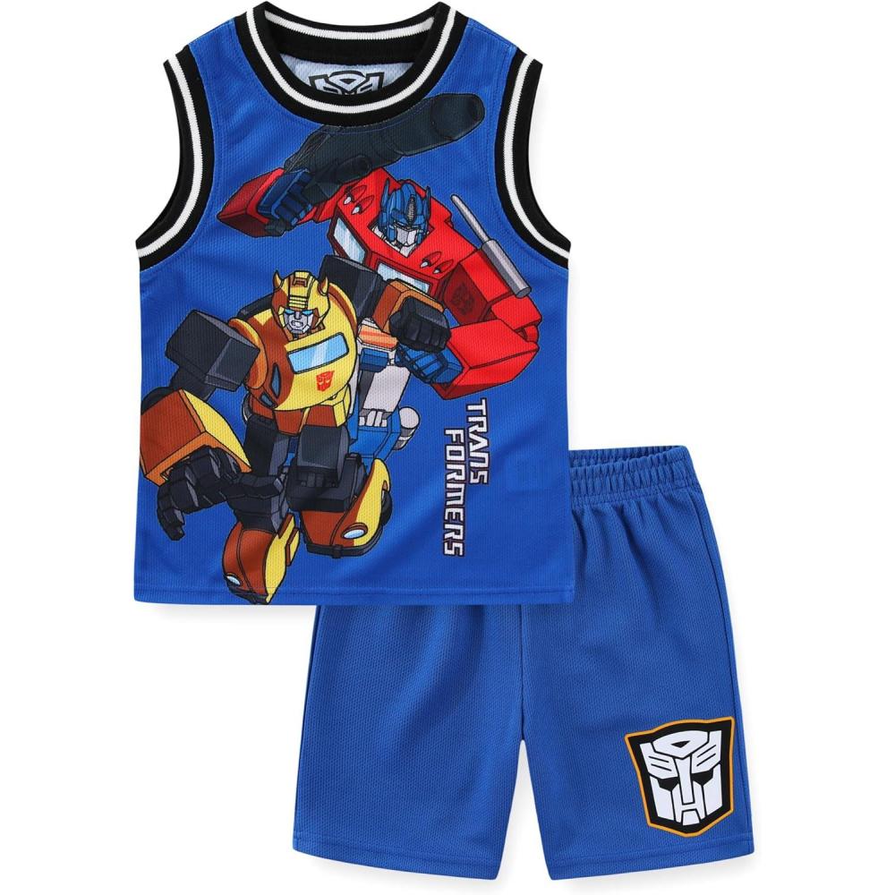 image:imageTRANSFORMERS Boys Jersey Tank Top Shirt and Mesh Short Set for Toddler and Big KidsBlue
