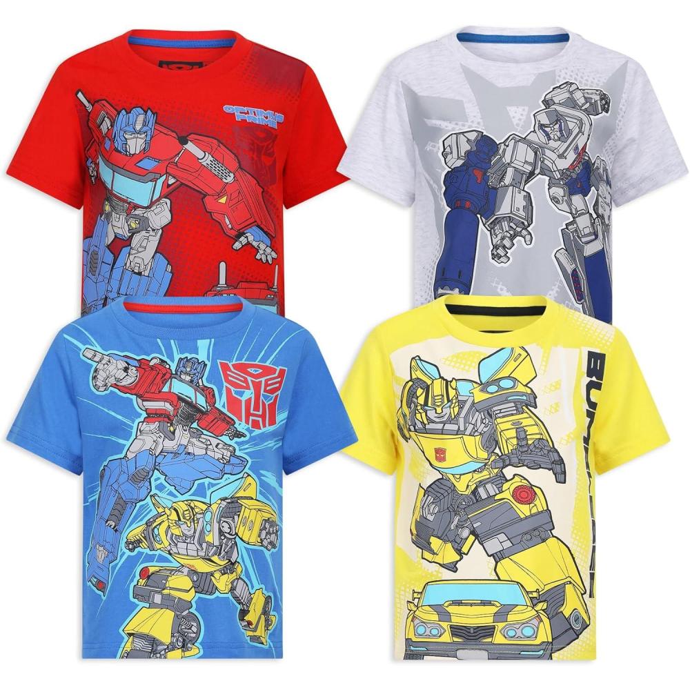 image:imageTransformers One Hasbro Boys 4 Pack Short Sleeve TShirt for Toddler and Big KidsRedWhiteYellowBlue