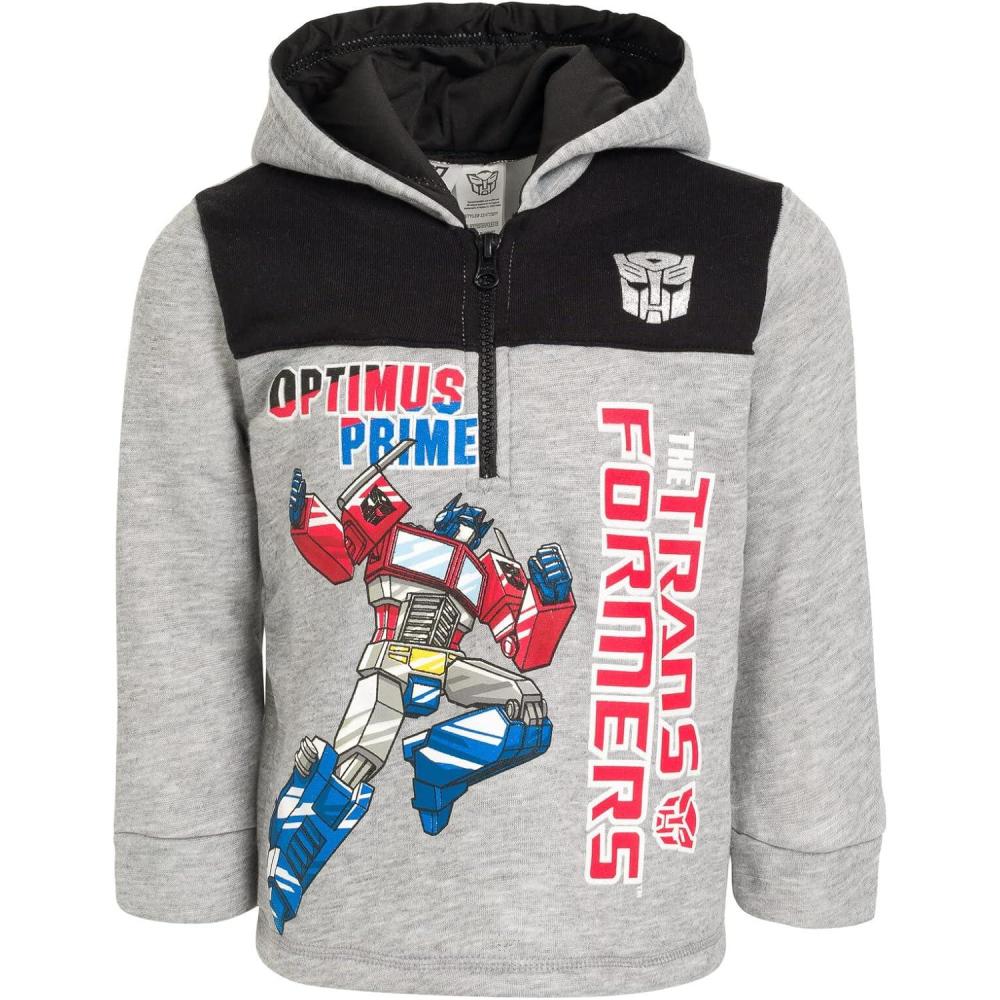 image:imageTransformers Optimus Prime Bumblebee Megatron Half Zip Pullover Hoodie Toddler to Big KidGray