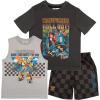 Transformers Boys 5-12 Blue Cotton Blend Modern Short Sleeve Shirt Tank Top and Shorts 3 Pack Bundle Set for Kids(Black and Grey)