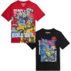Transformers Boys T-Shirt – 2 Pack Optimus Prime Bumble Bee Autobot Graphic Tee – Short Sleeve Shirt for Toddler/Boys (3T-16)(Transformers Black/Red)