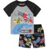 Transformers Optimus Prime Bumblebee Boys Short Sleeve T-Shirt and Shorts Set for Toddler to Big Kids(Black/Grey)
