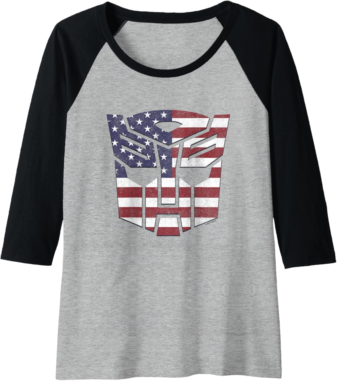 image:imageTransformers Autobots American Flag Logo Raglan Baseball TeeBlackAthletic Heather