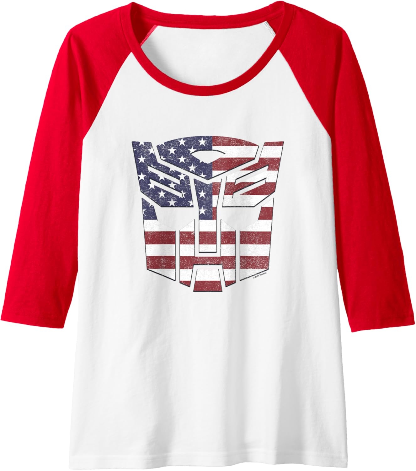 image:imageTransformers Autobots American Flag Logo Raglan Baseball TeeRedWhite