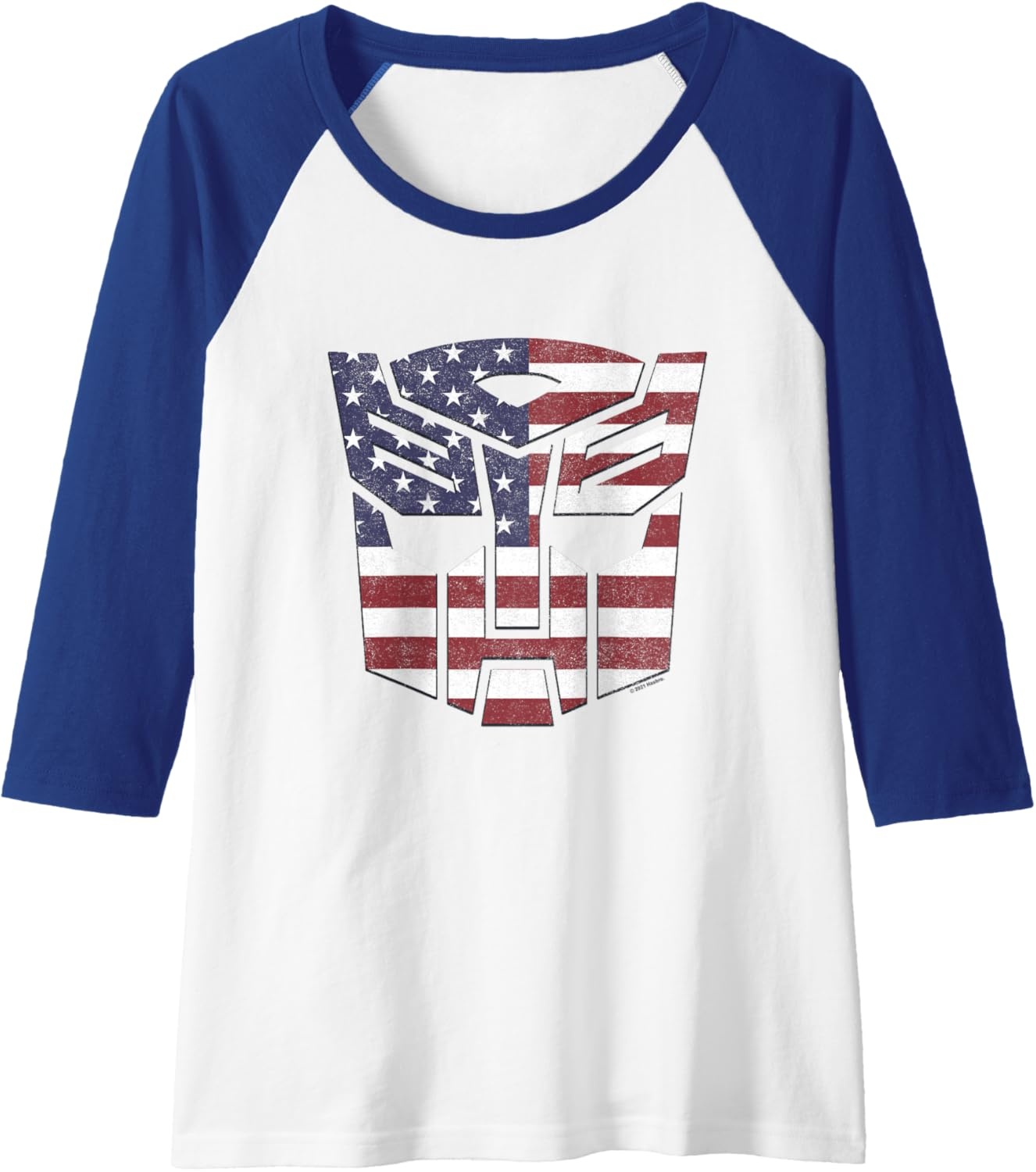 image:imageTransformers Autobots American Flag Logo Raglan Baseball TeeRoyal BlueWhite