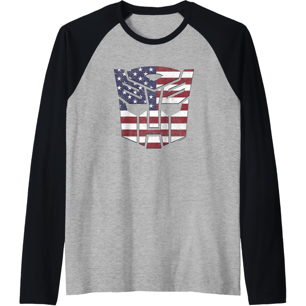 image:imageTransformers Autobots American Flag Logo Raglan Baseball TeeBlackAthletic Heather