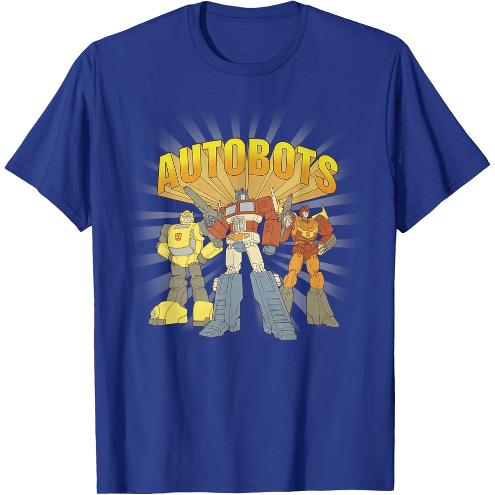 image:imageTransformers Autobots Trio Retro Cartoon Group Shot TShirtRoyal Blue