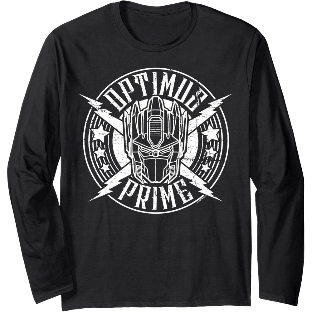 image:imageTransformers Optimus Prime Vintage Rock Lightning Logo Long Sleeve TShirtBlack