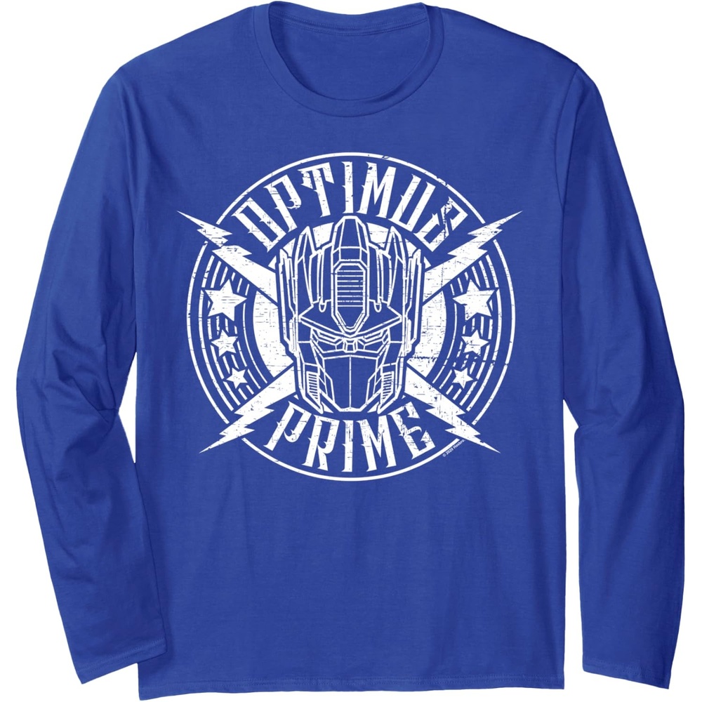 image:imageTransformers Optimus Prime Vintage Rock Lightning Logo Long Sleeve TShirtRoyal Blue
