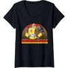 Womens Transformers Bumblebee Retro Stripes Vintage Portrait V-Neck T-Shirt(Black)