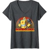 Womens Transformers Bumblebee Retro Stripes Vintage Portrait V-Neck T-Shirt(Dark Heather Grey)