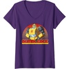 Womens Transformers Bumblebee Retro Stripes Vintage Portrait V-Neck T-Shirt(Purple)