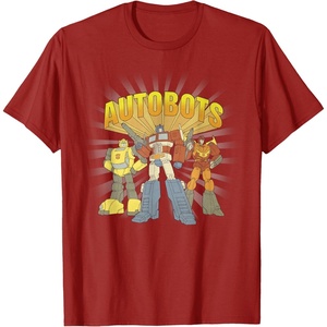 Transformers Autobots Trio Retro Cartoon Group Shot T-Shirt(Cranberry Red)