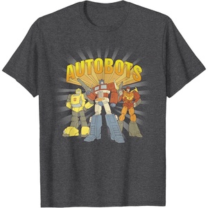 Transformers Autobots Trio Retro Cartoon Group Shot T-Shirt(Dark Heather Grey)