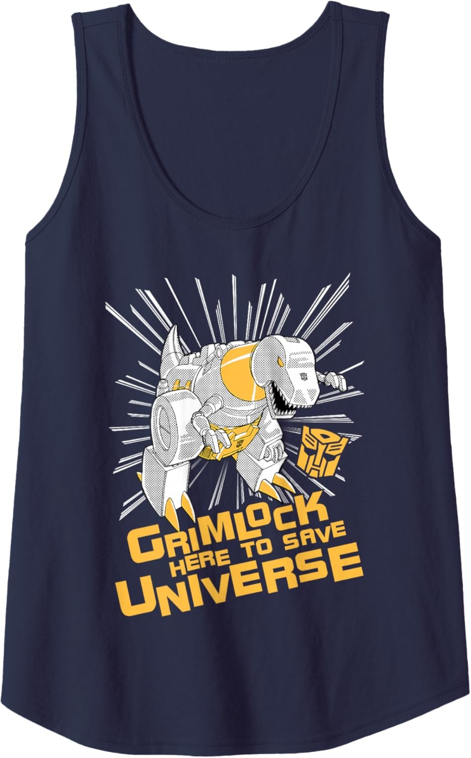 image:imageTransformers Grimlock Here To Save Universe Retro Vintage Tank TopNavy Blue