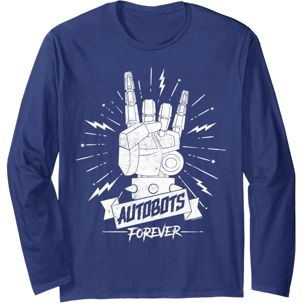 image:imageTransformers Autobots Forever Rock On Retro Rock Poster Long Sleeve TShirtNavy Blue