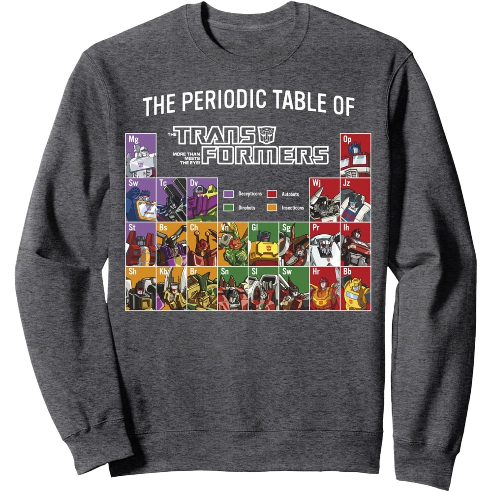 image:imageTransformers Retro Autobots Periodic Table Of Transformers SweatshirtDark Heather Grey