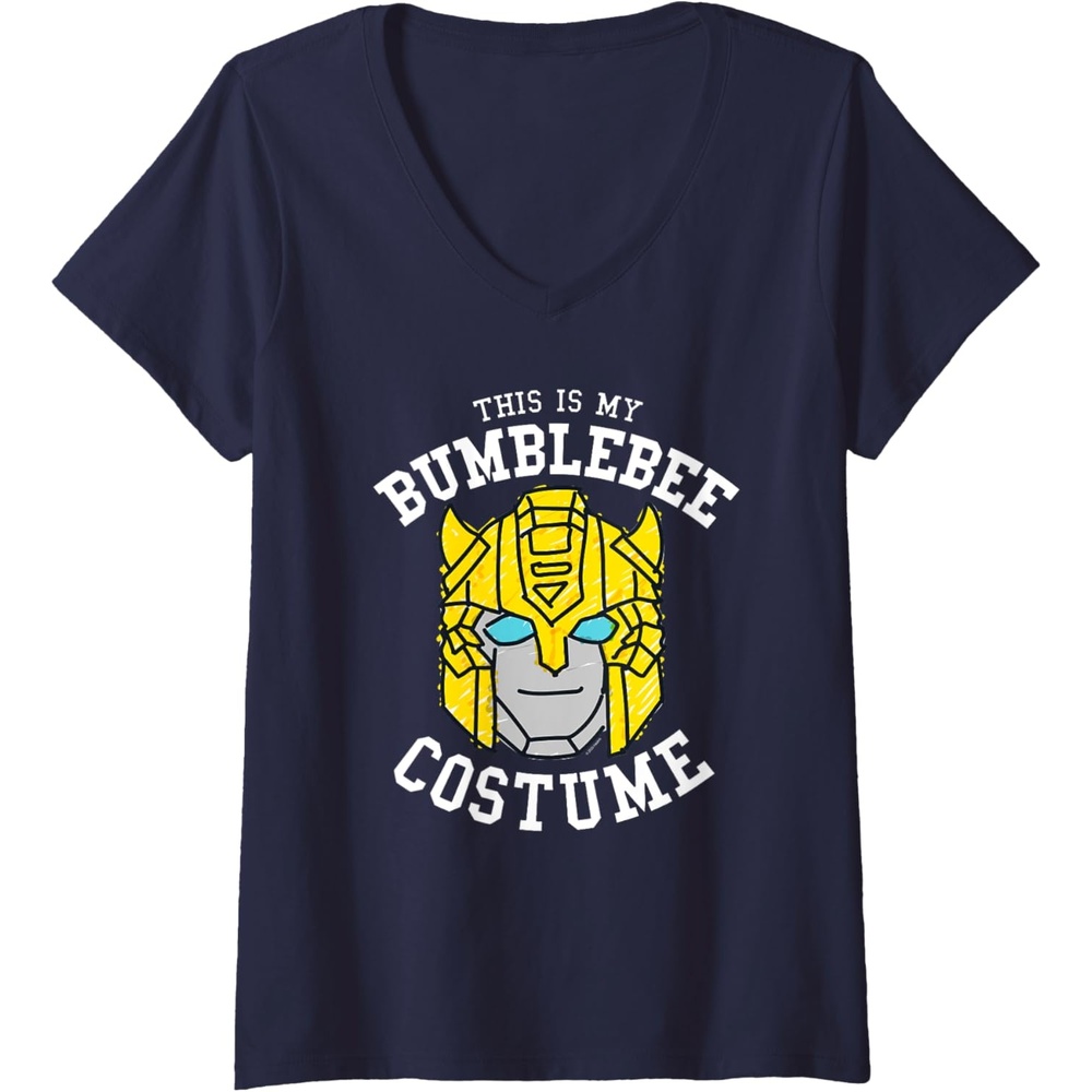 image:imageWomens Transformers Halloween This is My Bumblebee Costume VNeck TShirtNavy Blue