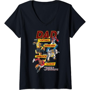 Womens Transformers Father’s Day Autobots Dad You are Smart Logo V-Neck T-Shirt(Black)